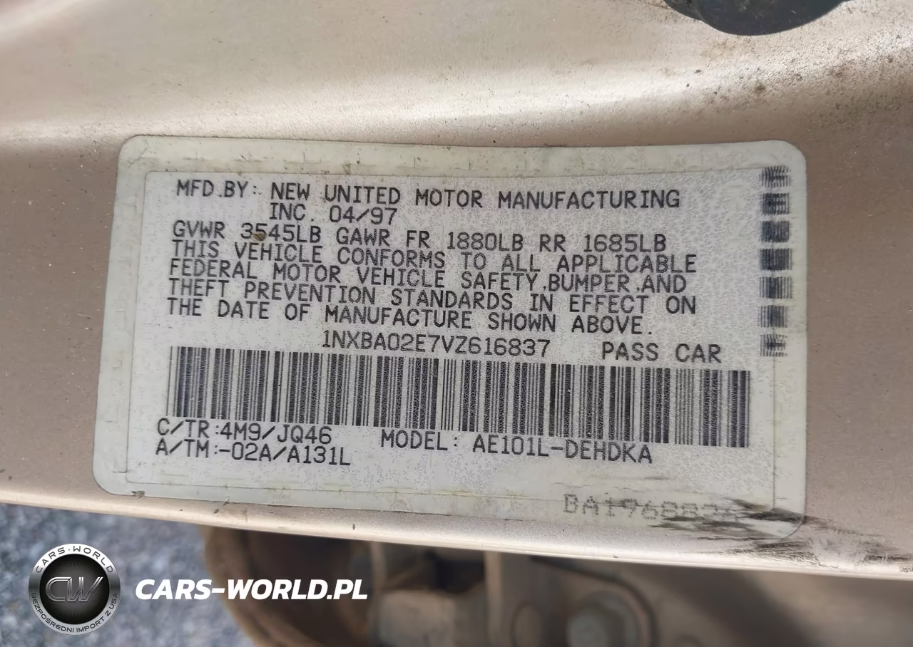1997 Toyota Corolla Ce VIN:1NXBA02E7VZ616837 - 9