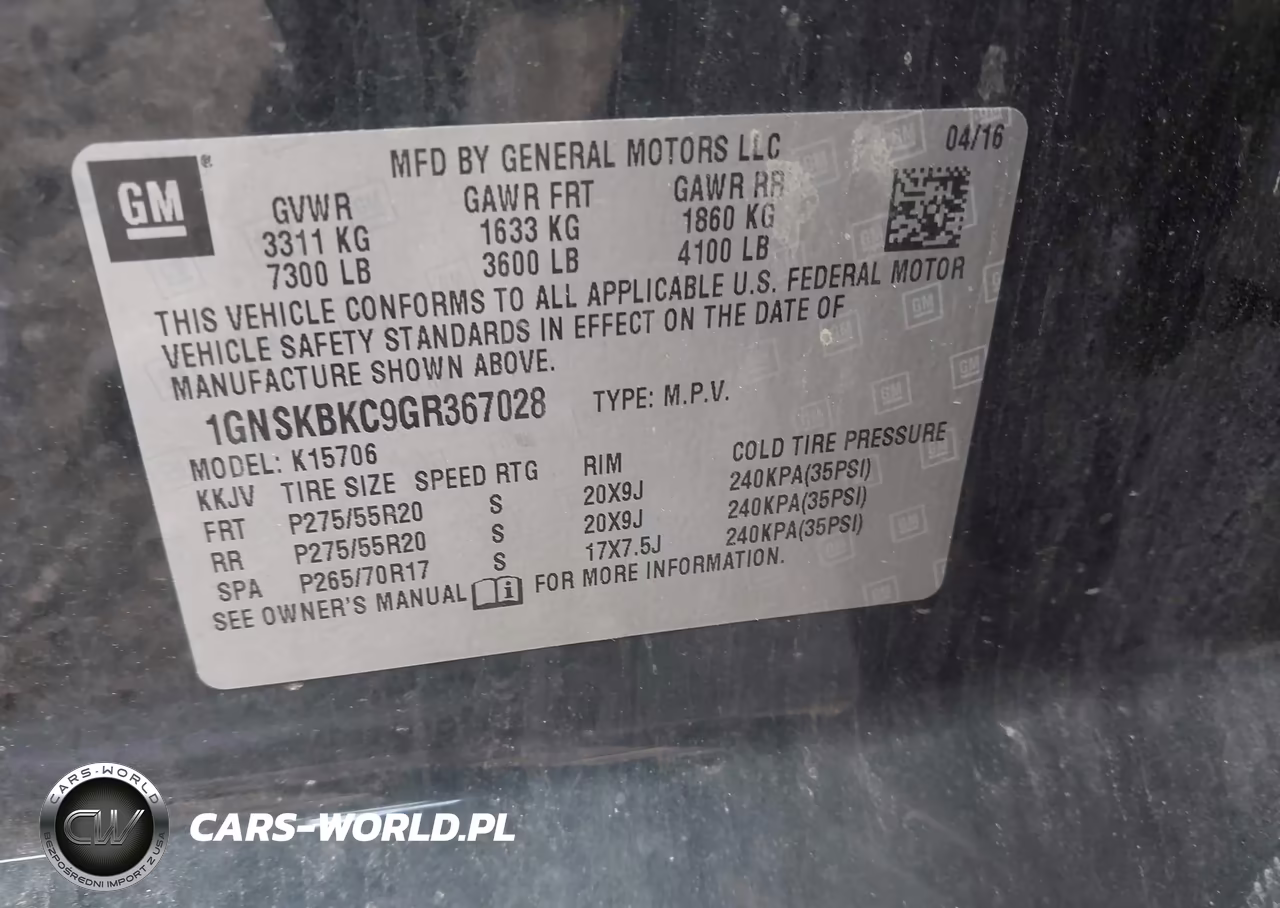 2016 Chevrolet Tahoe Lt VIN:1GNSKBKC9GR367028 - 9