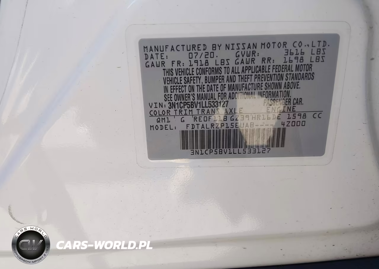 2020 Nissan Kicks S Xtronic Cvt VIN:3N1CP5BV1LL533127 - 9
