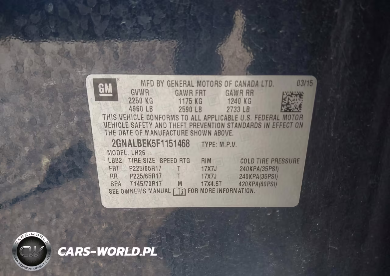 2015 Chevrolet Equinox 1Lt VIN:2GNALBEK5F1151468 - 9