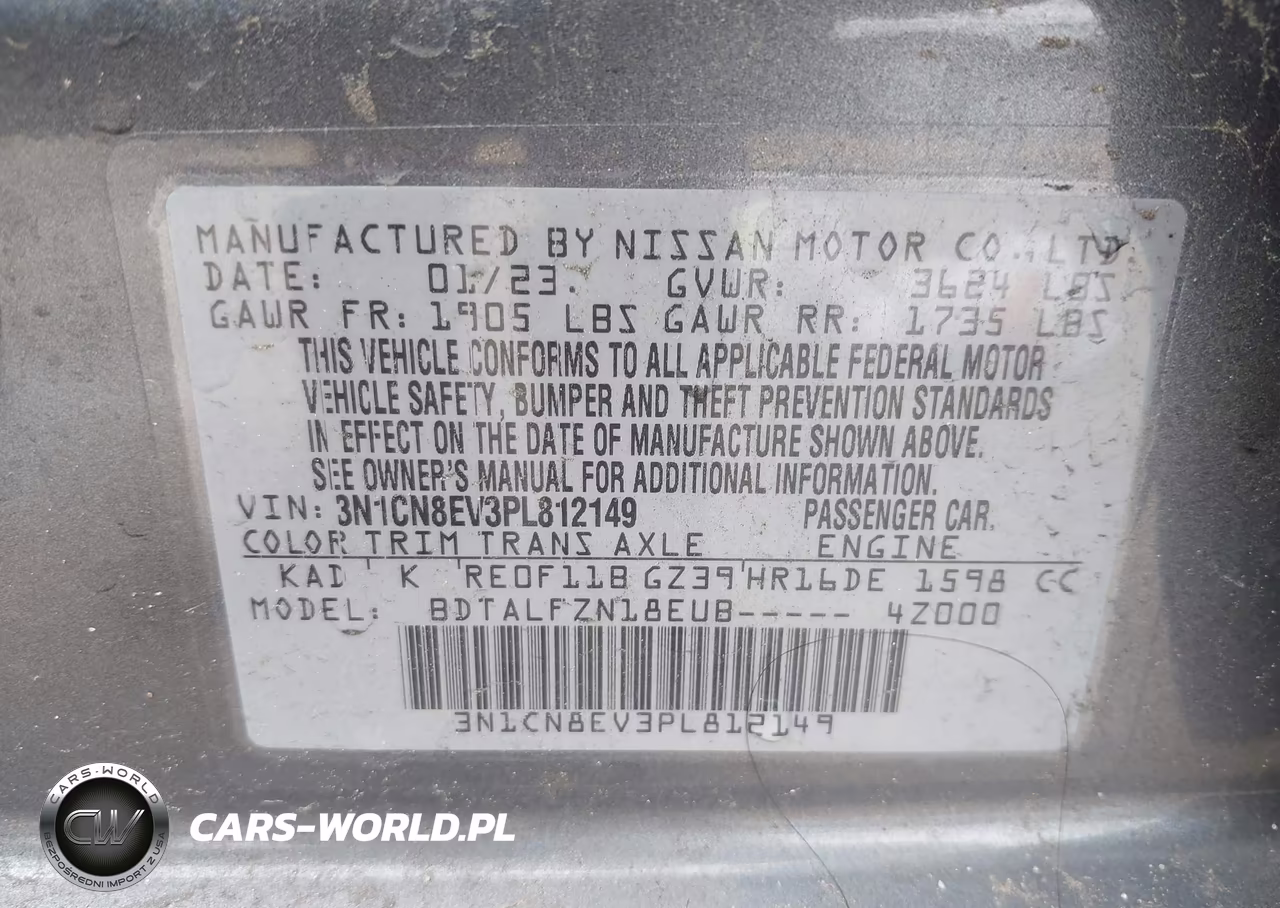 2023 Nissan Versa 1.6 Sv Xtronic Cvt VIN:3N1CN8EV3PL812149 - 9