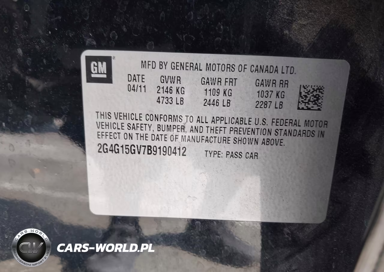 2011 Buick Regal Cxl Turbo Oshawa VIN:2G4G15GV7B9190412 - 9
