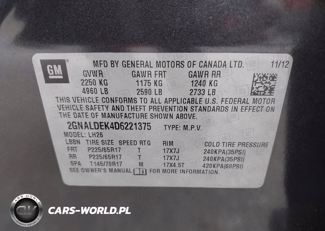 2013 Chevrolet Equinox 1Lt VIN:2GNALDEK4D6221375 - 9