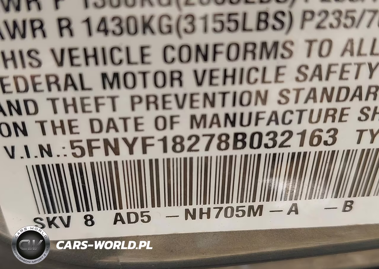 2008 Honda Pilot Vp VIN:5FNYF18278B032163 - 9