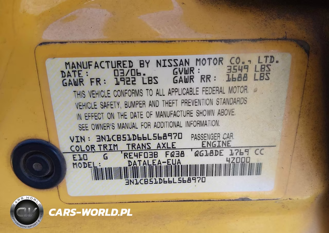 2006 Nissan Sentra 1.8S VIN:3N1CB51D66L568970 - 9