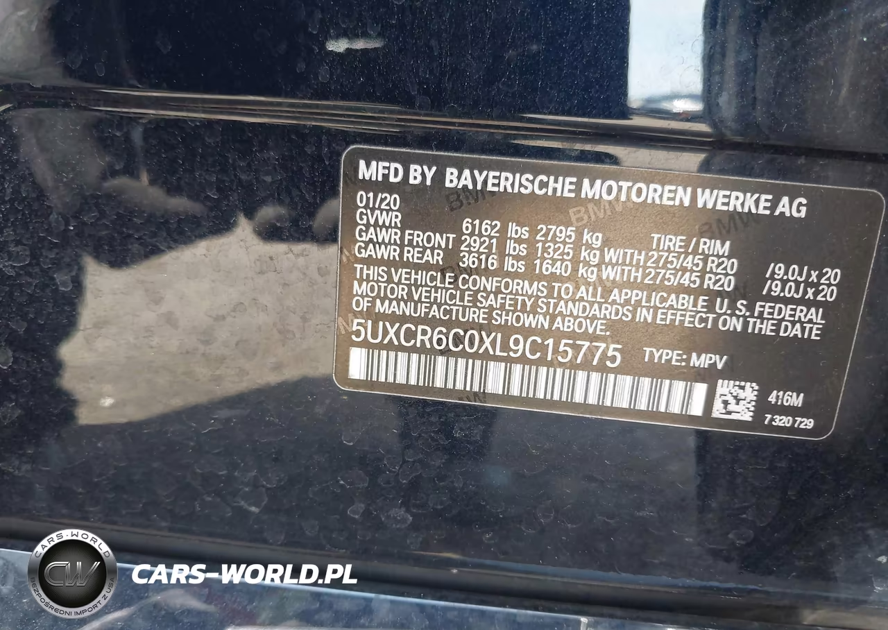 2020 BMW X5 xDrive40I VIN:5UXCR6C0XL9C15775 - 9