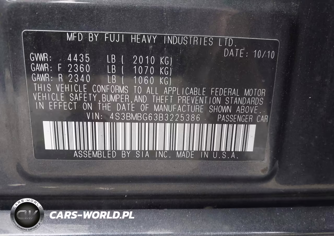 2011 Subaru Legacy 2.5I Premium VIN:4S3BMBG63B3225386 - 9
