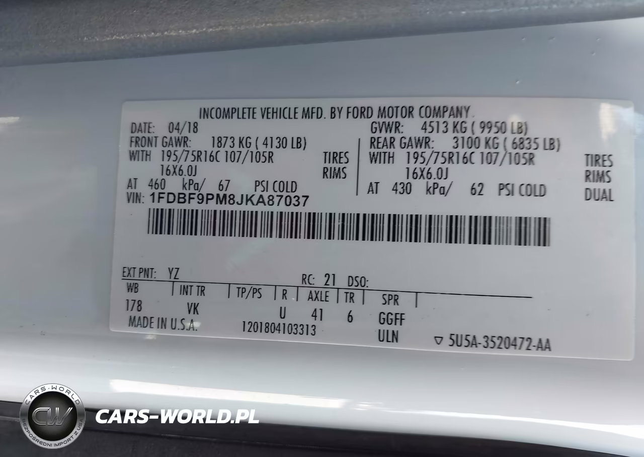 2018 Ford Transit-350 Cutaway VIN:1FDBF9PM8JKA87037 - 8