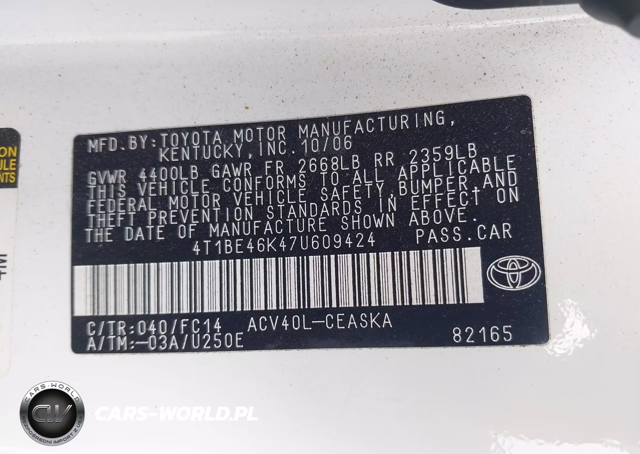 2007 Toyota Camry Se VIN:4T1BE46K47U609424 - 9