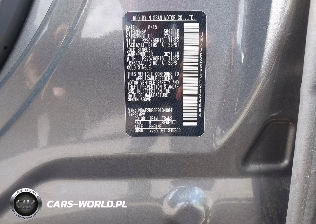 2015 Nissan Quest S VIN:JN8AE2KP3F9134084 - 9