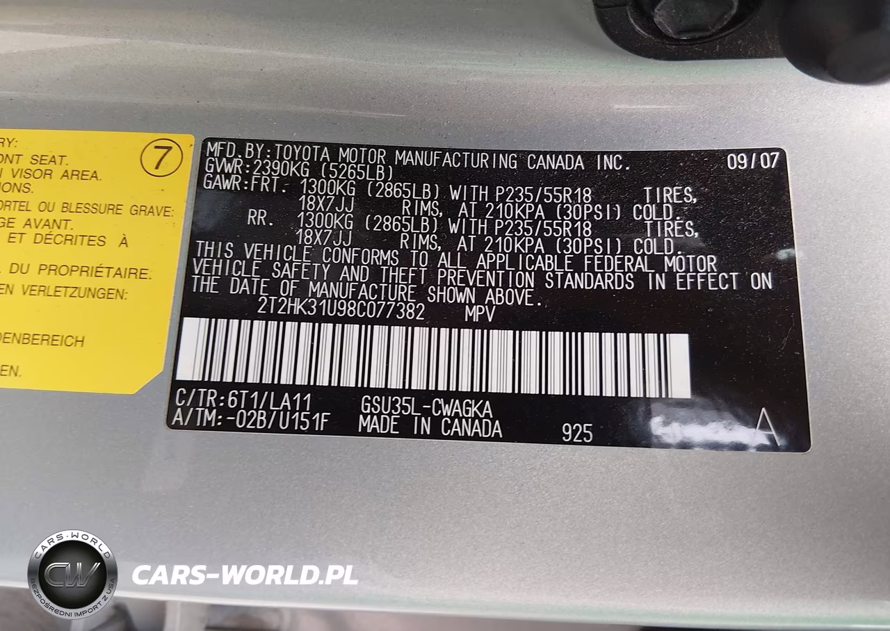 2008 Lexus Rx 350 VIN:2T2HK31U98C077382 - 9