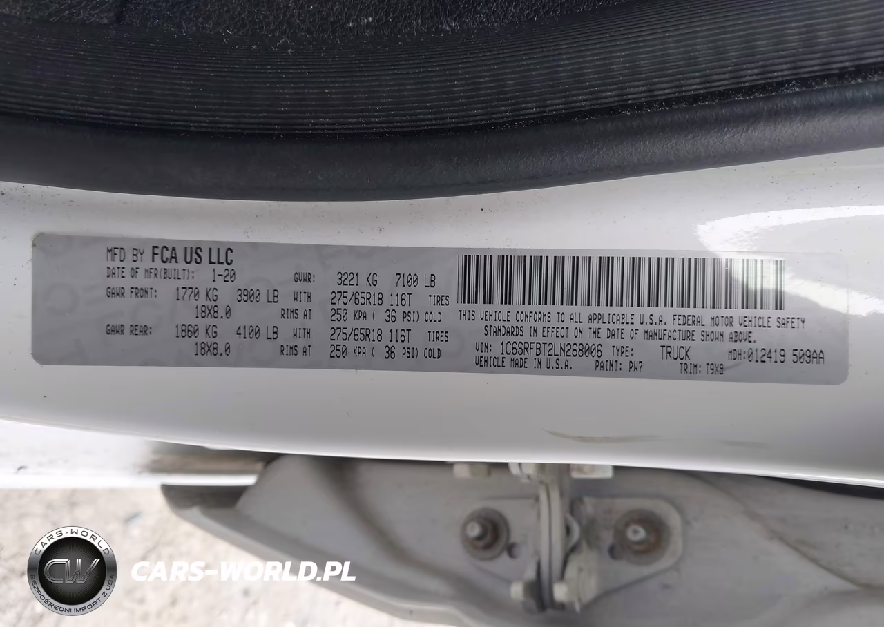 2020 Ram 1500 VIN:1C6SRFBT2LN268006 - 9