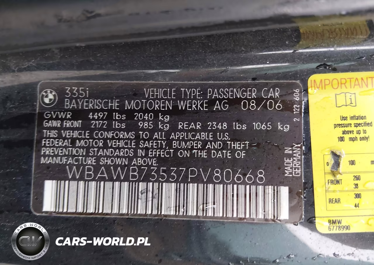 2007 BMW 335I VIN:WBAWB73537PV80668 - 9