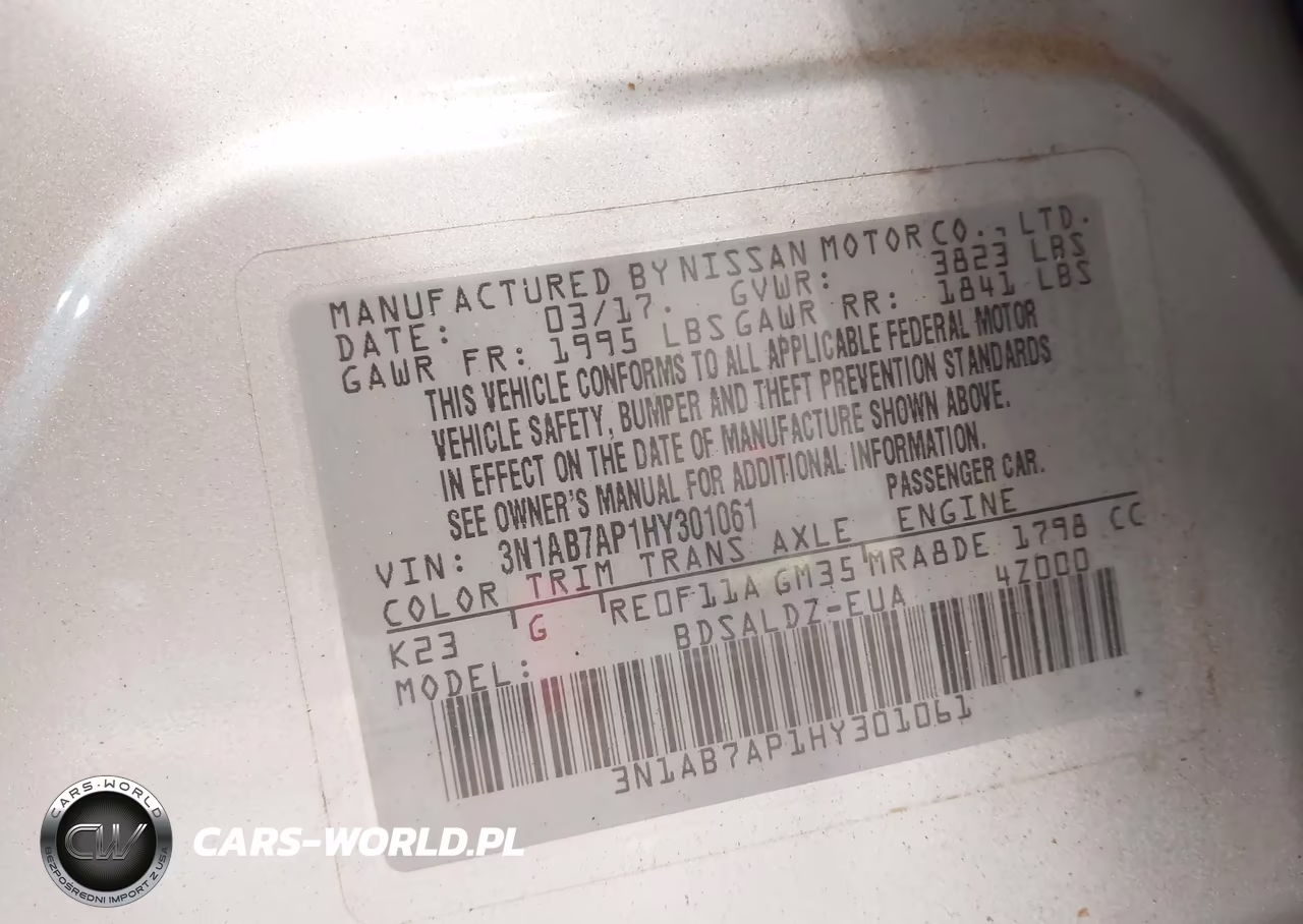 2017 Nissan Sentra Sv VIN:3N1AB7AP1HY301061 - 9