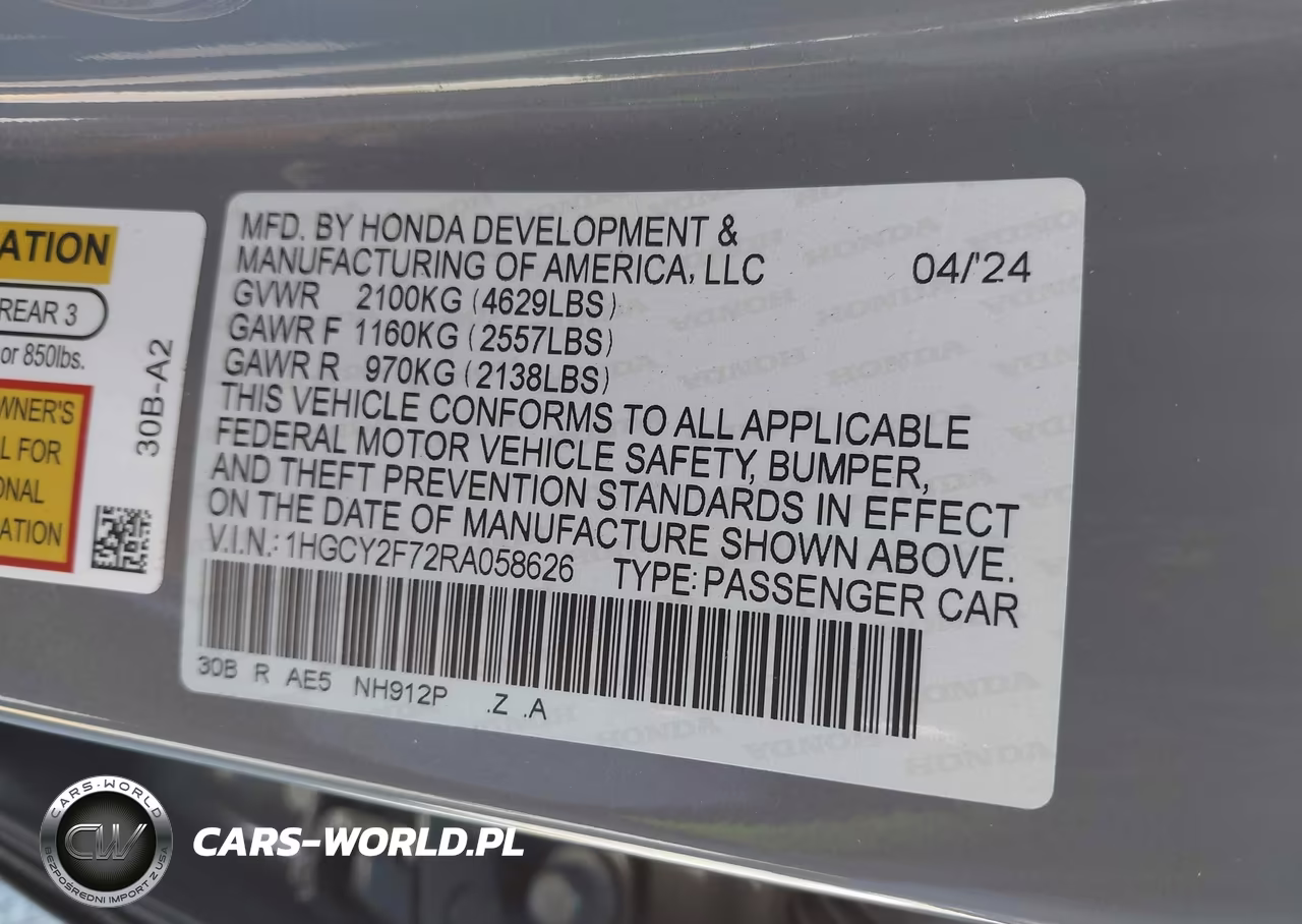 2024 Honda Accord Hybrid Sport-L VIN:1HGCY2F72RA058626 - 9