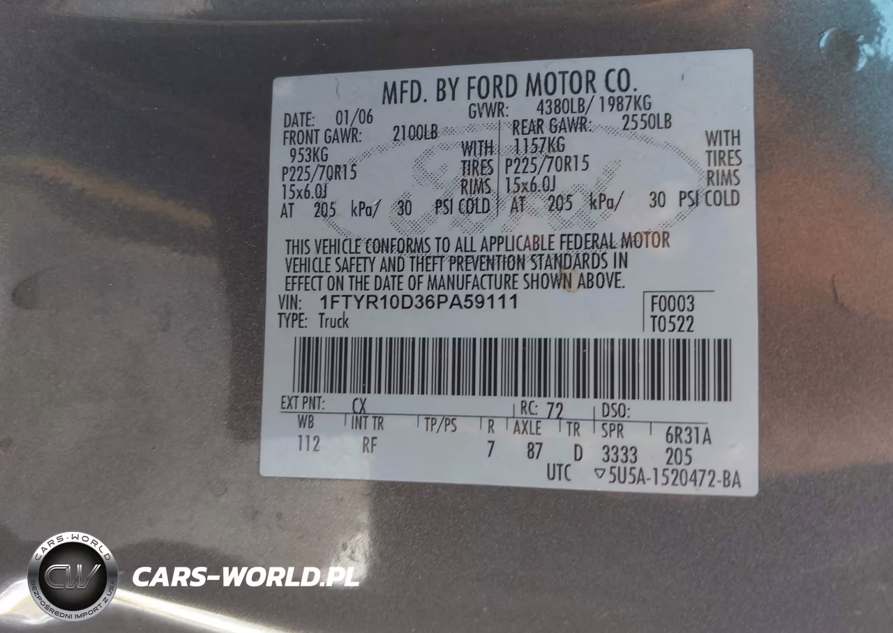 2006 Ford Ranger Xl-Xlt VIN:1FTYR10D36PA59111 - 9