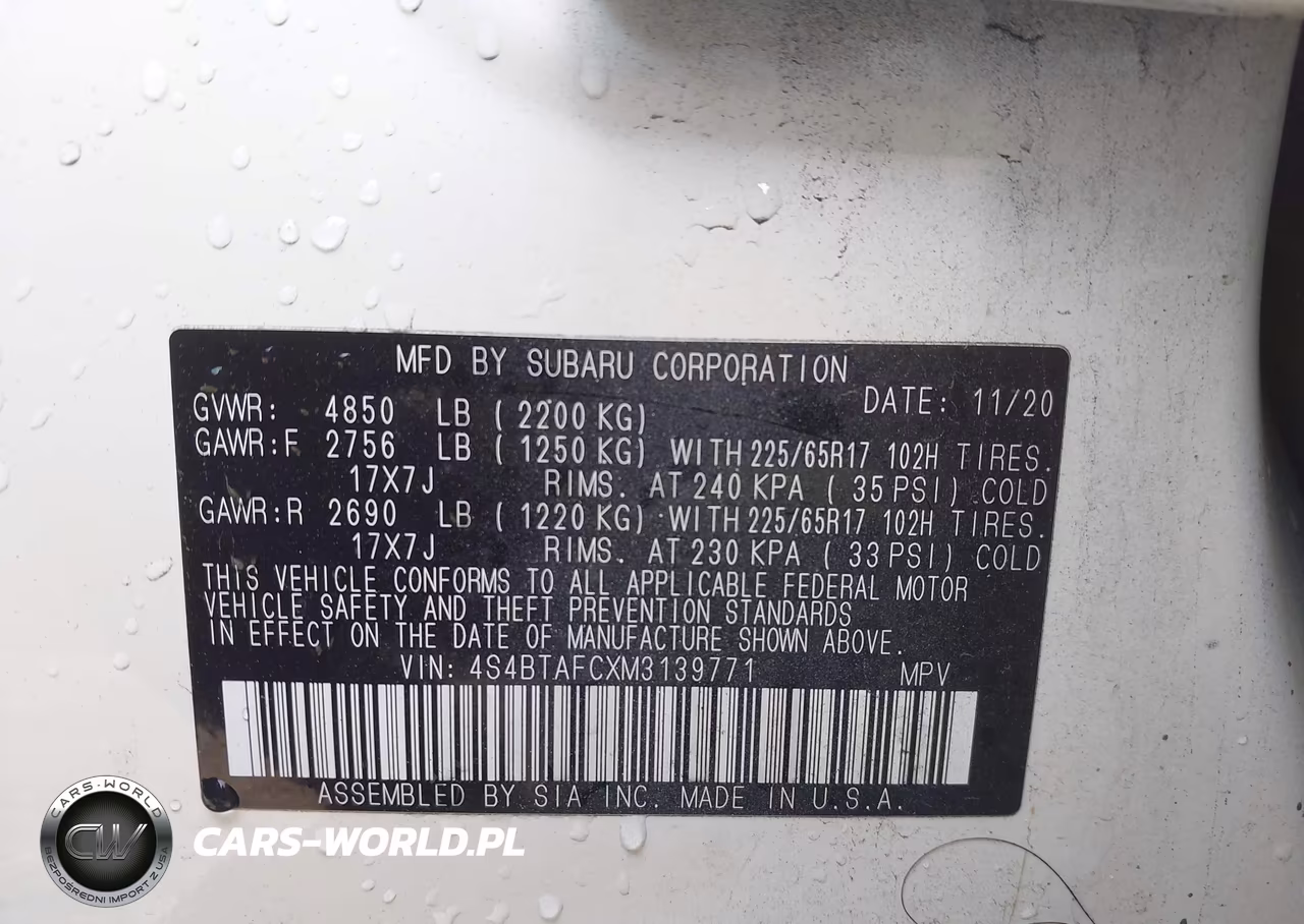 2021 Subaru Outback Premium VIN:4S4BTAFCXM3139771 - 9