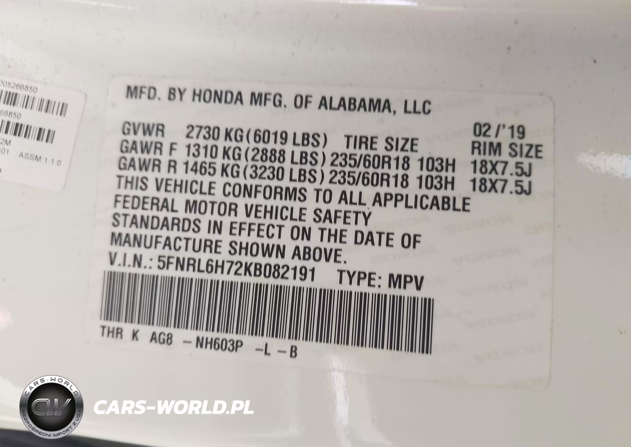 2019 Honda Odyssey Ex-L VIN:5FNRL6H72KB082191 - 9