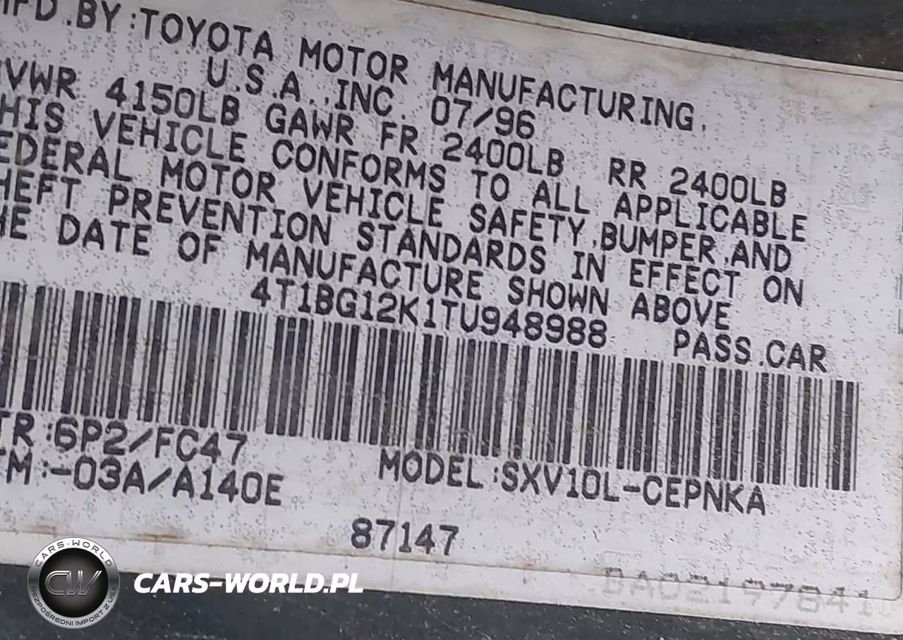 1996 Toyota Camry Dx-Le-Xle VIN:4T1BG12K1TU948988 - 9