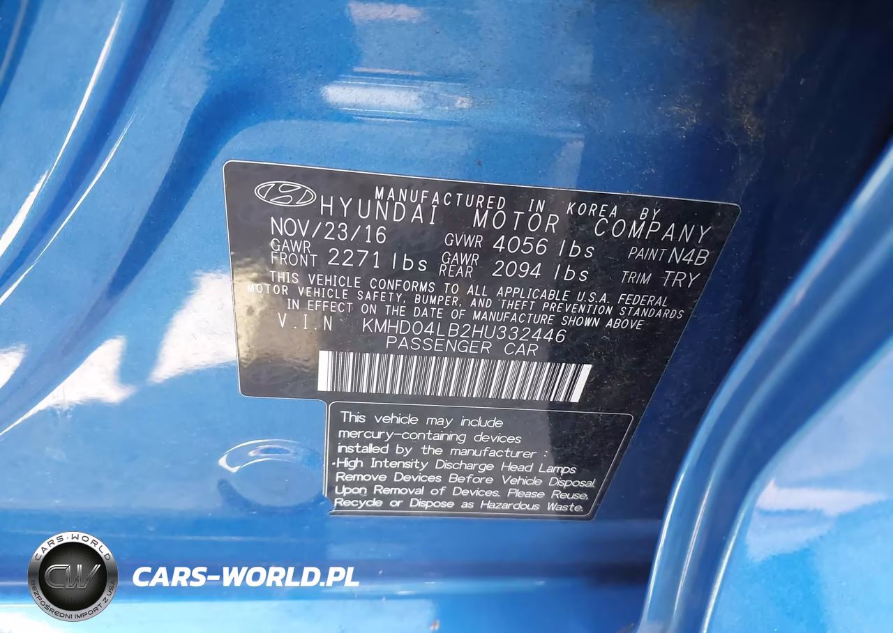 2017 Hyundai Elantra Sport VIN:KMHD04LB2HU332446 - 9