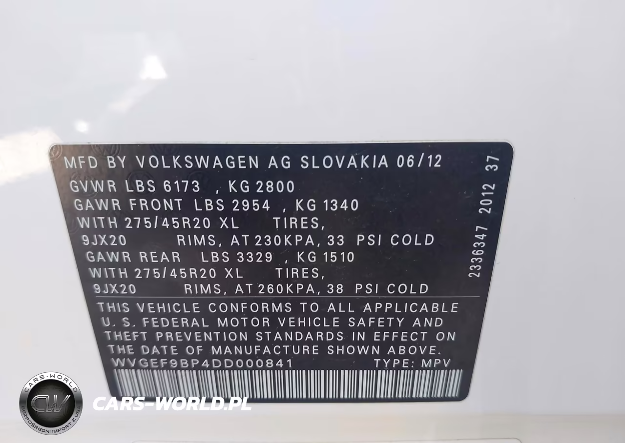2013 Volkswagen Touareg Vr6 Executive VIN:WVGEF9BP4DD000841 - 9
