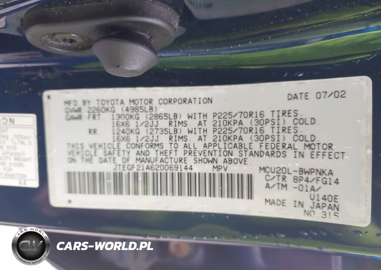 2002 Toyota Highlander V6 VIN:JTEGF21A620069144 - 9