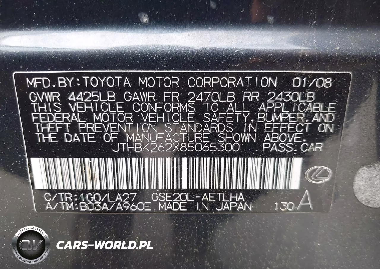 2008 Lexus Is 250 VIN:JTHBK262X85065300 - 9