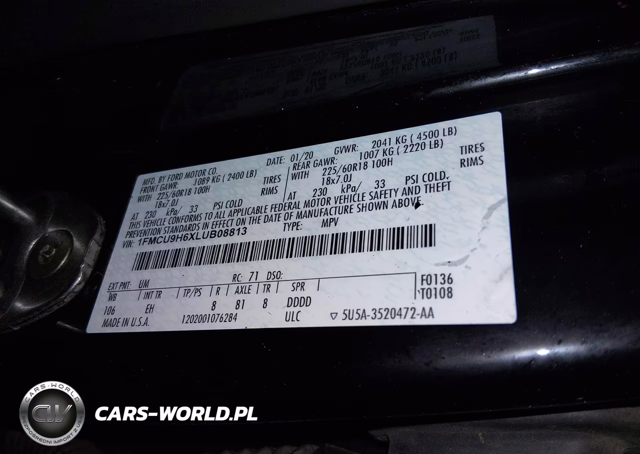 2020 Ford Escape Sel VIN:1FMCU9H6XLUB08813 - 9