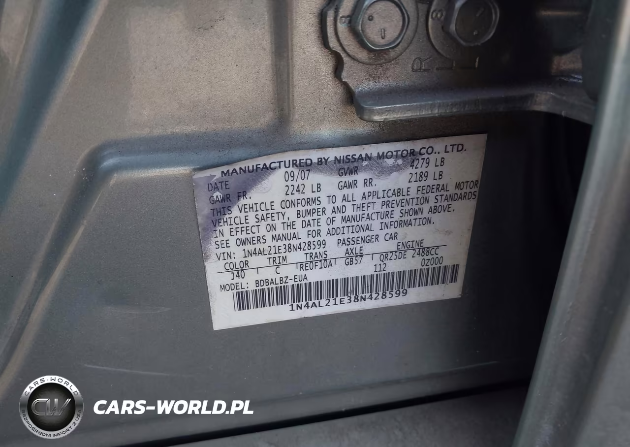2008 Nissan Altima 2.5 S VIN:1N4AL21E38N428599 - 9