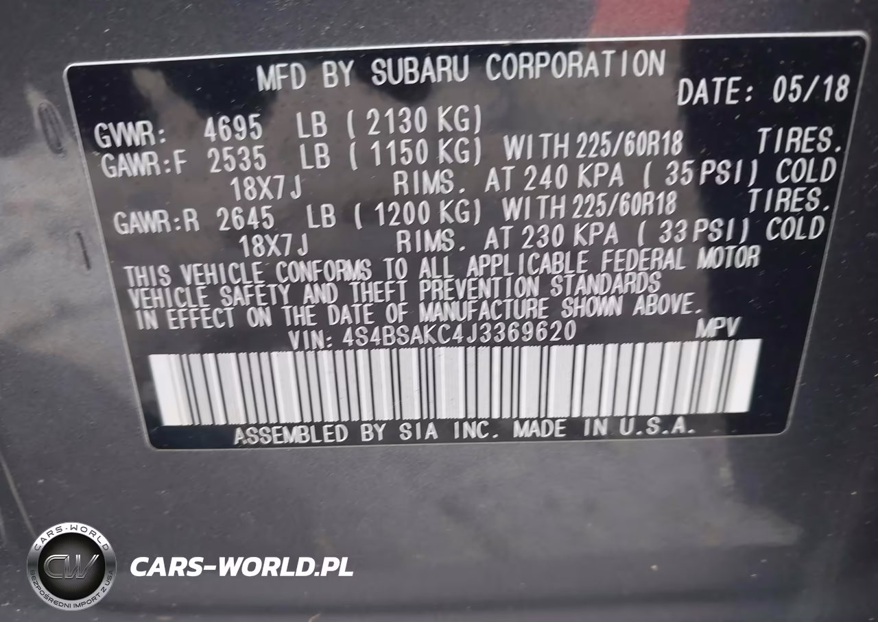 2018 Subaru Outback 2.5I Limited VIN:4S4BSAKC4J3369620 - 9