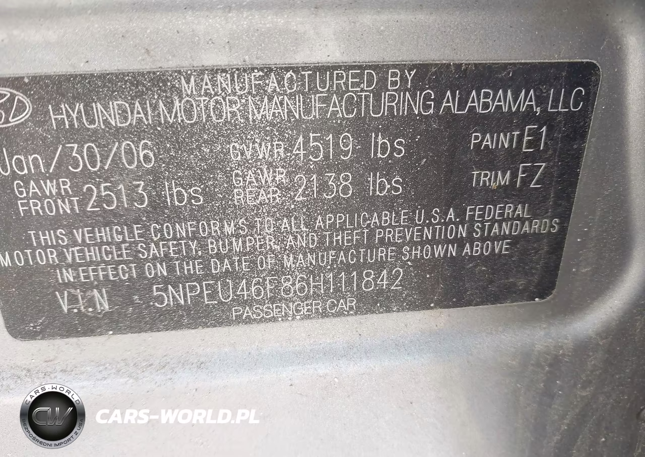 2006 Hyundai Sonata Gls V6-Lx V6 VIN:5NPEU46F86H111842 - 9