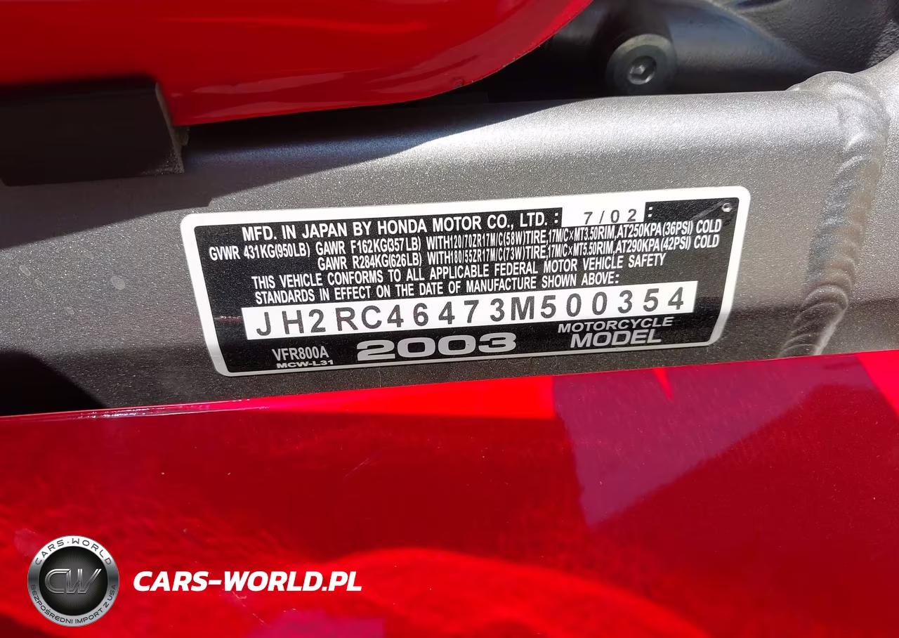 2003 Honda Vfr800 A VIN:JH2RC46473M500354 - 15
