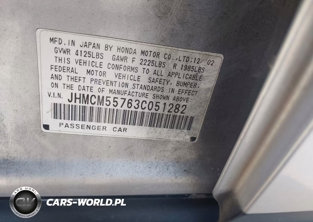 2003 Honda Accord 2.4 Ex VIN:JHMCM55763C051282 - 9