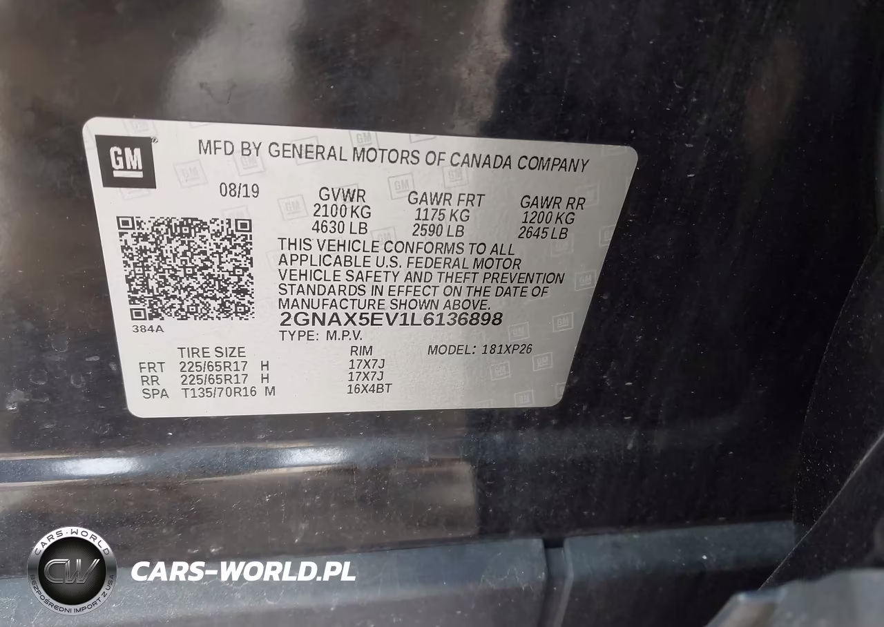 2020 Chevrolet Equinox Awd 1Fl VIN:2GNAX5EV1L6136898 - 9