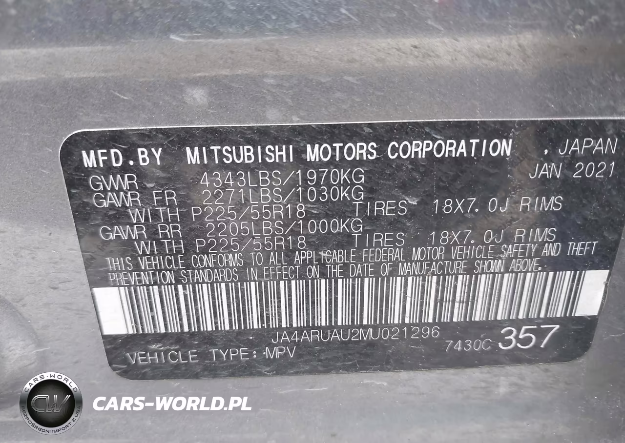 2021 Mitsubishi Outlander Sport 2.0 Be Awc-2.0 Es Awc-2.0 Le Awc-2.0 Se Awc VIN:JA4ARUAU2MU021296 - 9