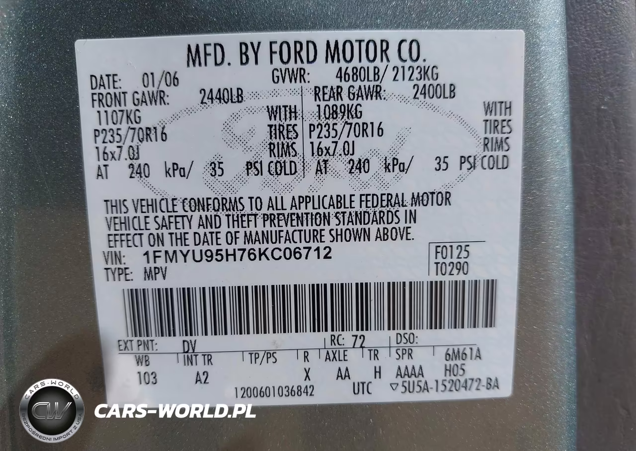 2006 Ford Escape Hybrid VIN:1FMYU95H76KC06712 - 9