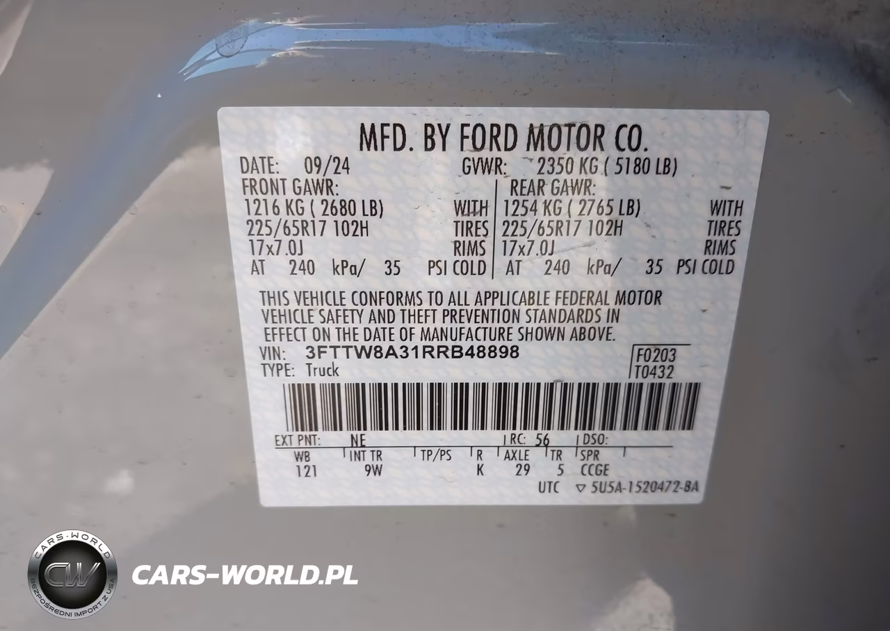 2024 Ford Maverick Xl VIN:3FTTW8A31RRB48898 - 9