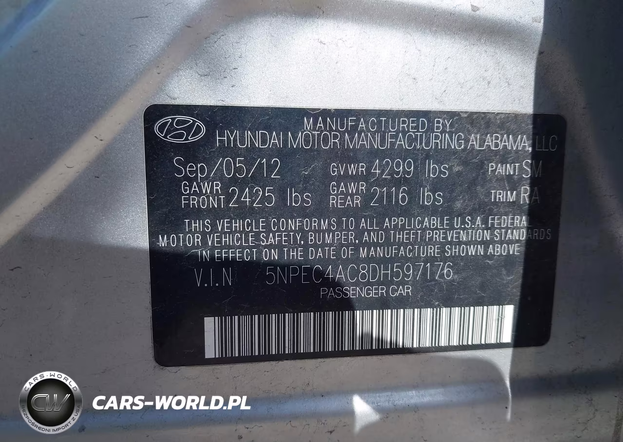 2013 Hyundai Sonata Se VIN:5NPEC4AC8DH597176 - 9