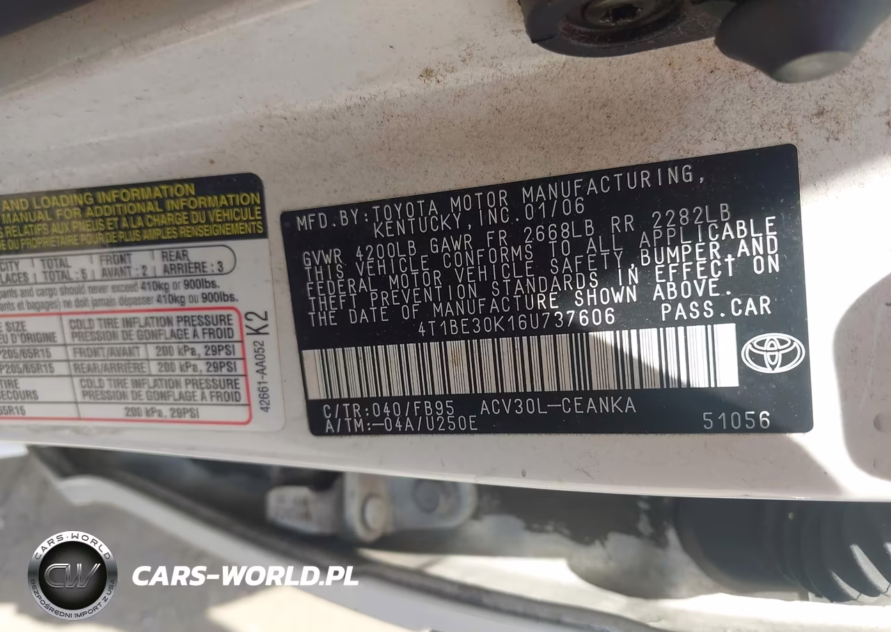 2006 Toyota Camry Le VIN:4T1BE30K16U737606 - 9