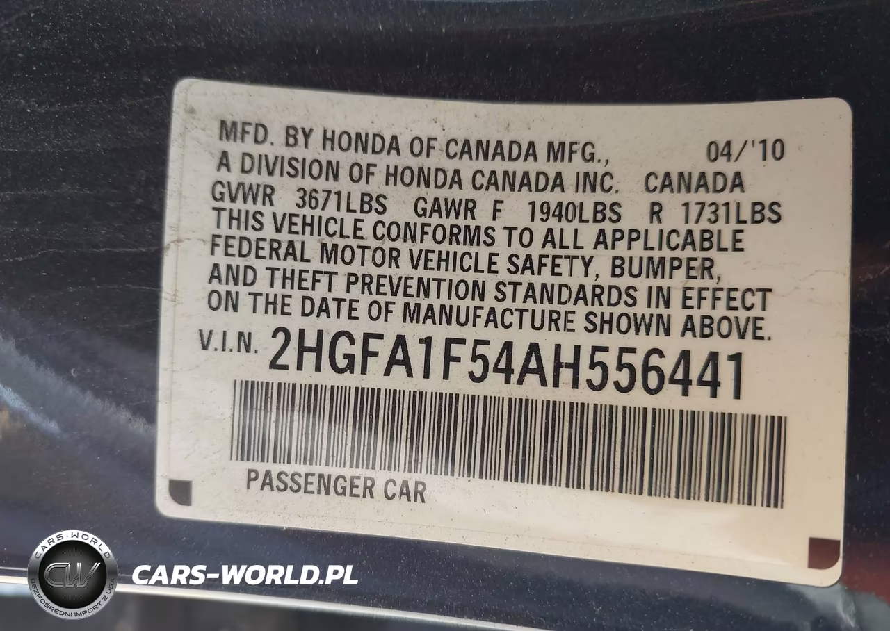 2010 Honda Civic Lx VIN:2HGFA1F54AH556441 - 9