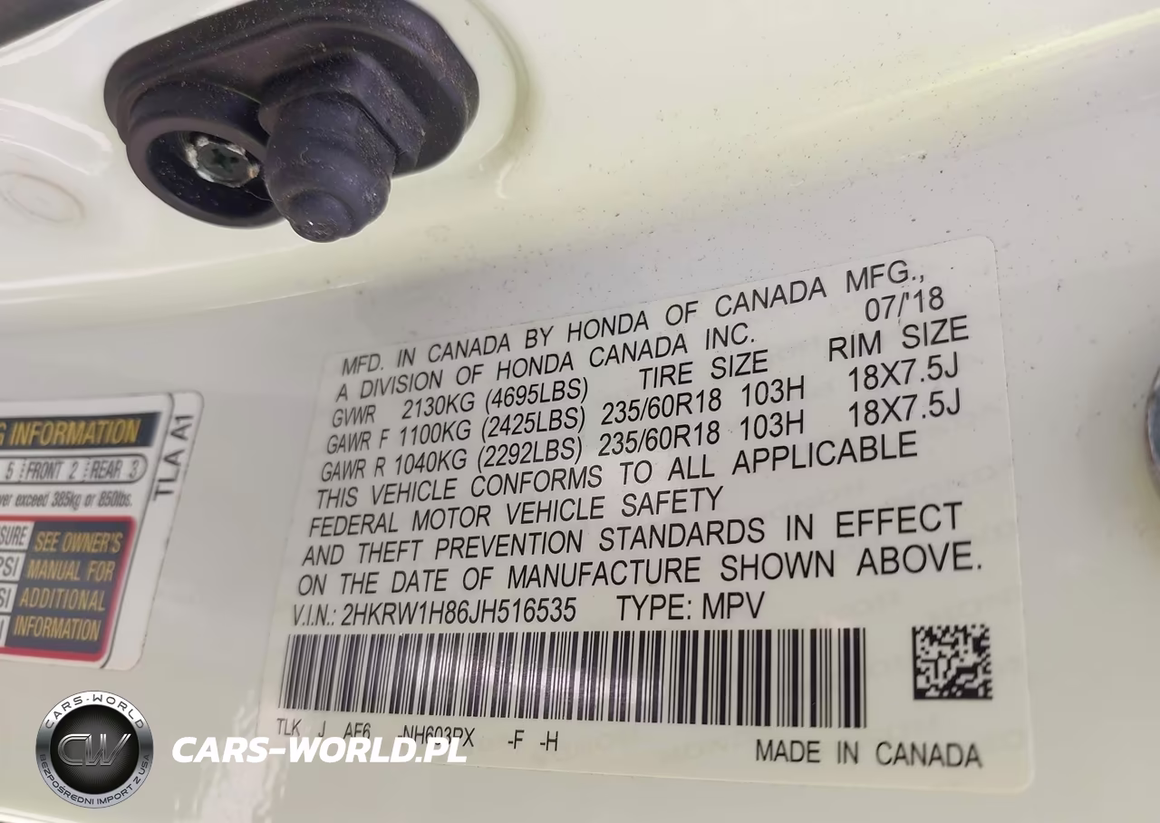 2018 Honda Cr-V Ex-L-Ex-L Navi VIN:2HKRW1H86JH516535 - 9