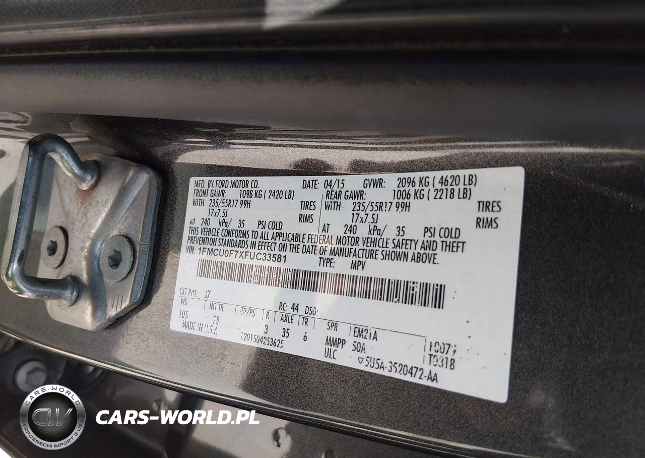 2015 Ford Escape S VIN:1FMCU0F7XFUC33581 - 9