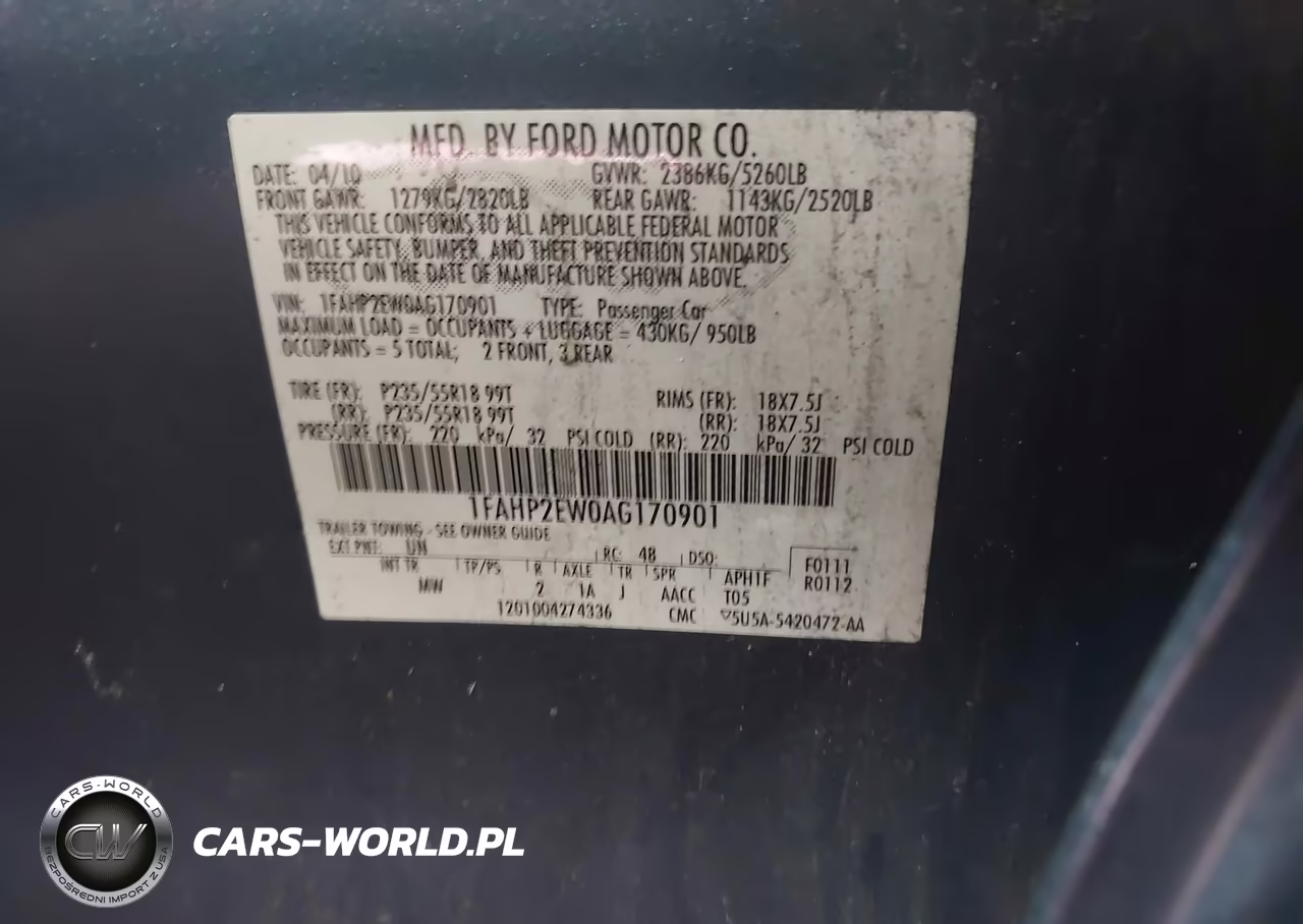 2010 Ford Taurus Sel VIN:1FAHP2EW0AG170901 - 9