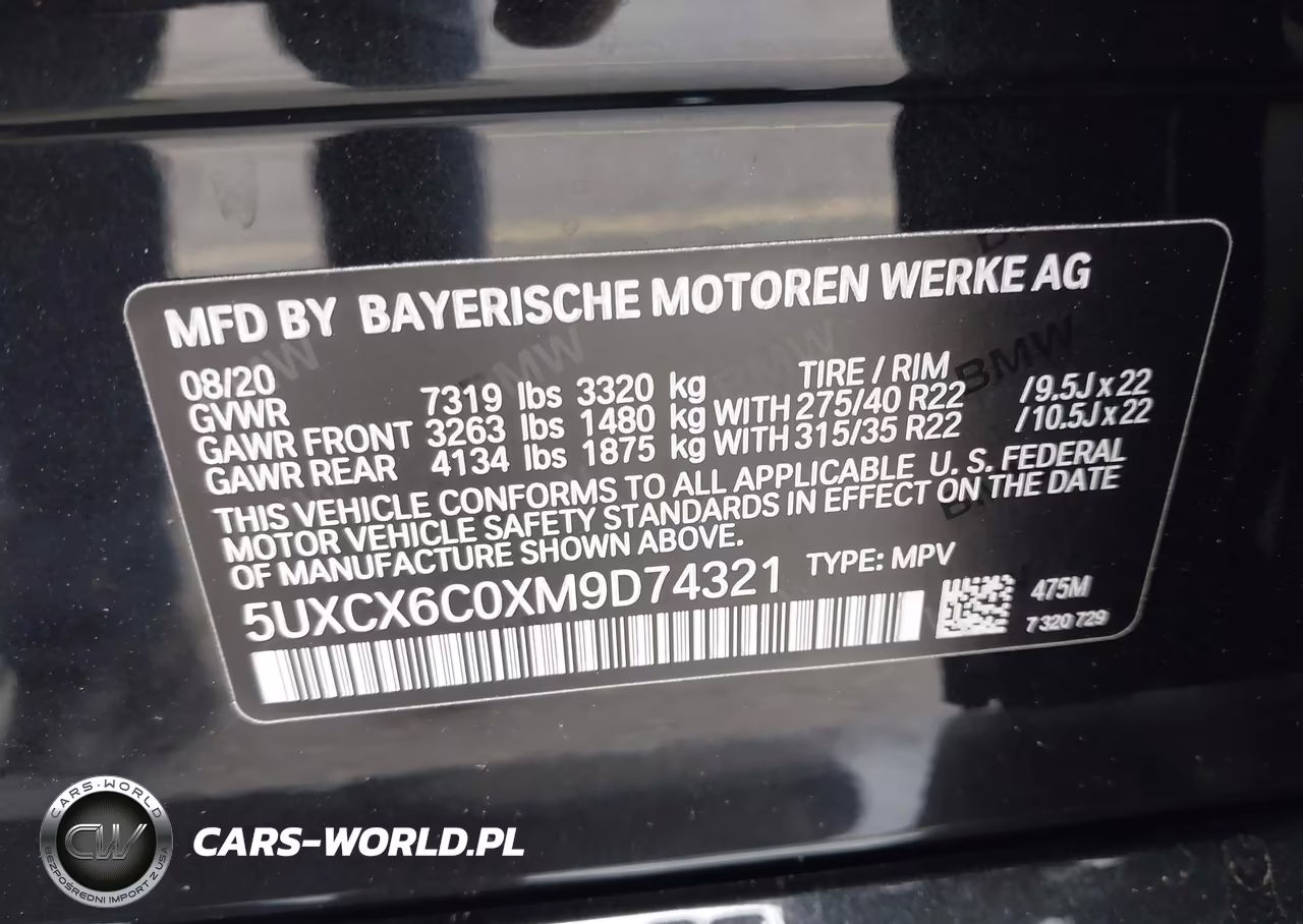 2021 BMW X7 M50I VIN:5UXCX6C0XM9D74321 - 9