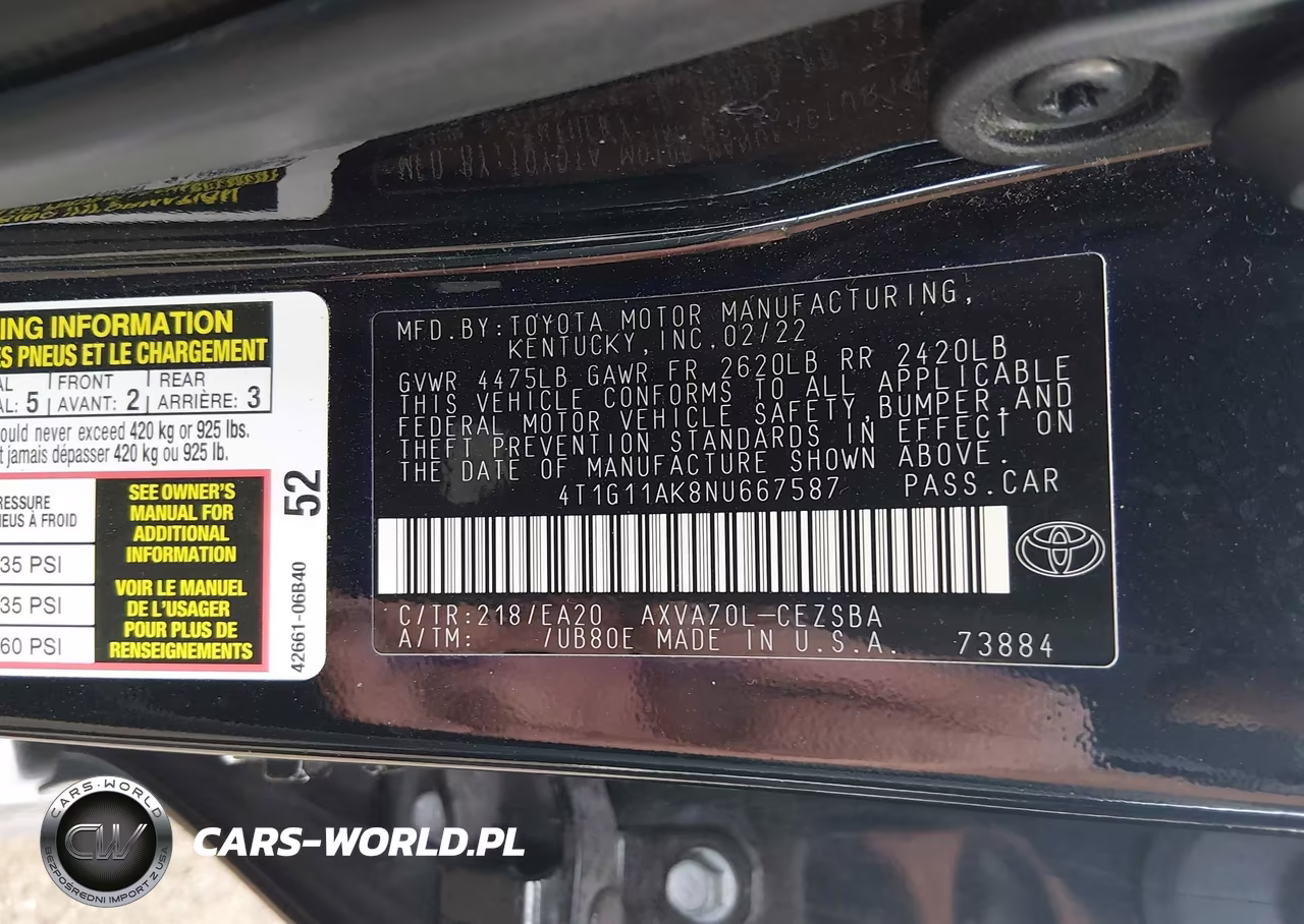 2022 Toyota Camry Se VIN:4T1G11AK8NU667587 - 9