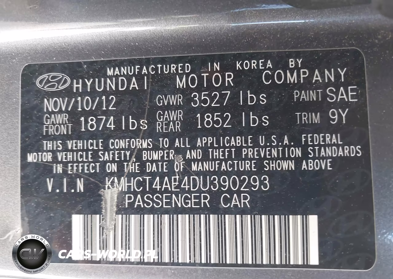 2013 Hyundai Accent Gls VIN:KMHCT4AE4DU390293 - 9