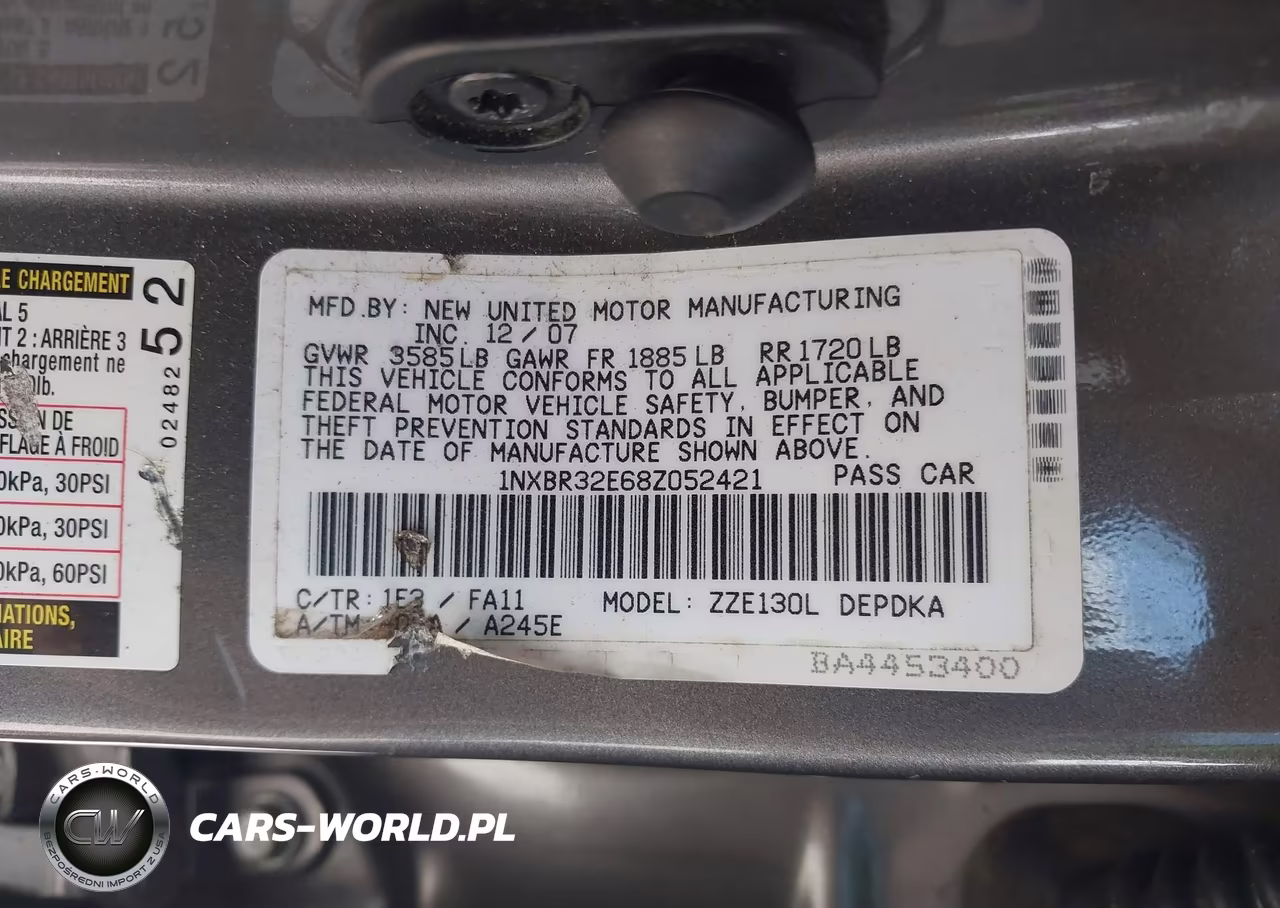 2008 Toyota Corolla Ce VIN:1NXBR32E68Z052421 - 9