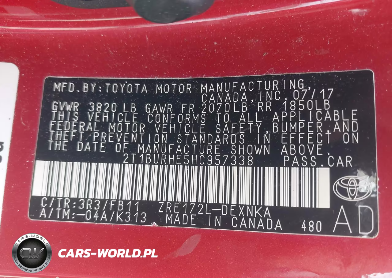 2017 Toyota Corolla Le VIN:2T1BURHE5HC957338 - 9