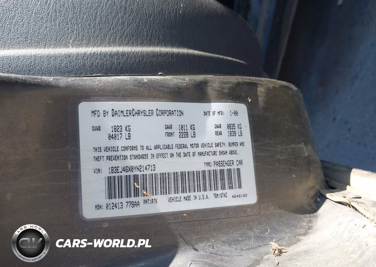 2000 Dodge Stratus Se VIN:1B3EJ46X0YN214713 - 9