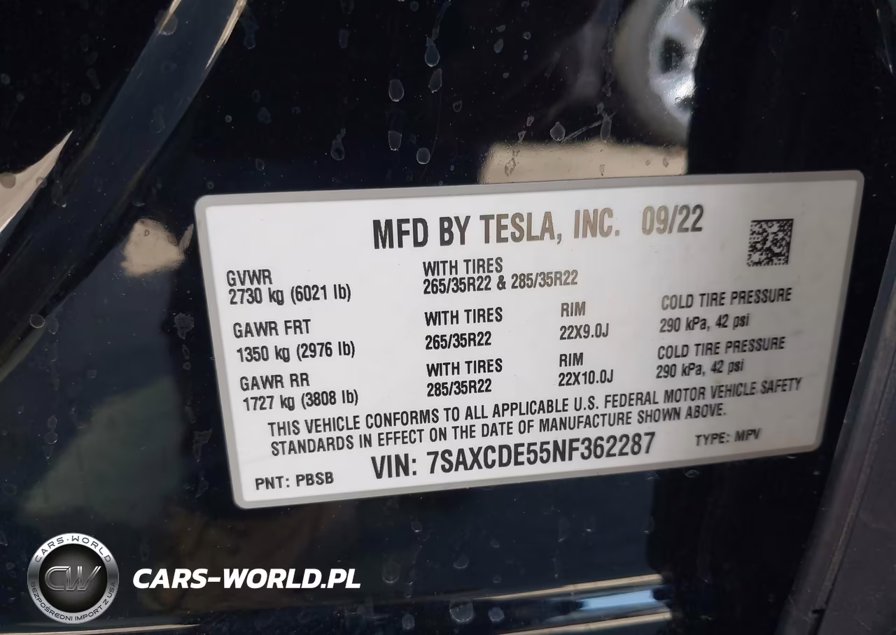 2022 Tesla Model X VIN:7SAXCDE55NF362287 - 9